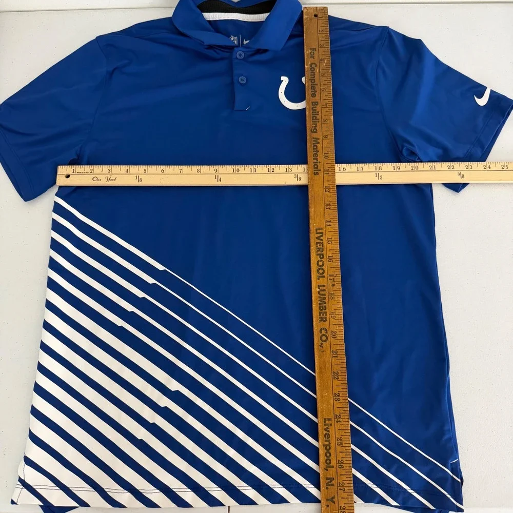 Nike Indianapolis Colts Dri-FIT Polo Shirt Mens‎ Medium Blue White Striped NFL